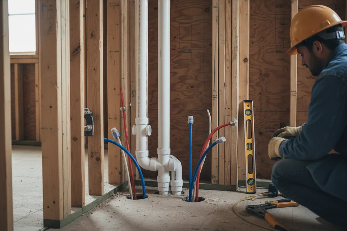 Drain and supply rough-in during Leak Detection in Cedar Crest