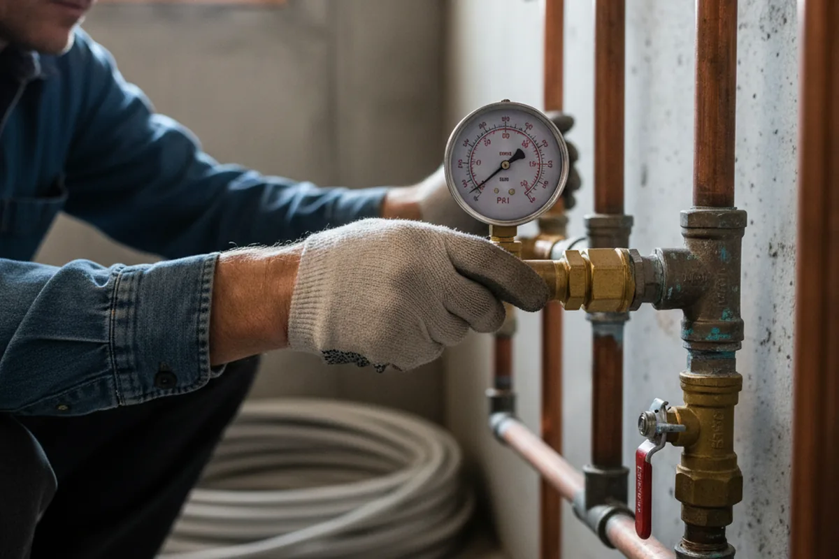 Pressure testing a repaired line during Water Line Repair in Cedar Crest